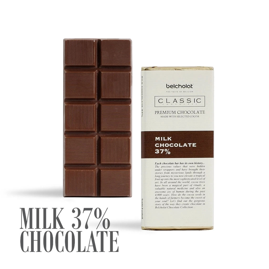 ベルショコラ BA ミルクチョコレートバー 37%カカオ まろやかなカカオとクリーミーな口溶け、便利なスナック