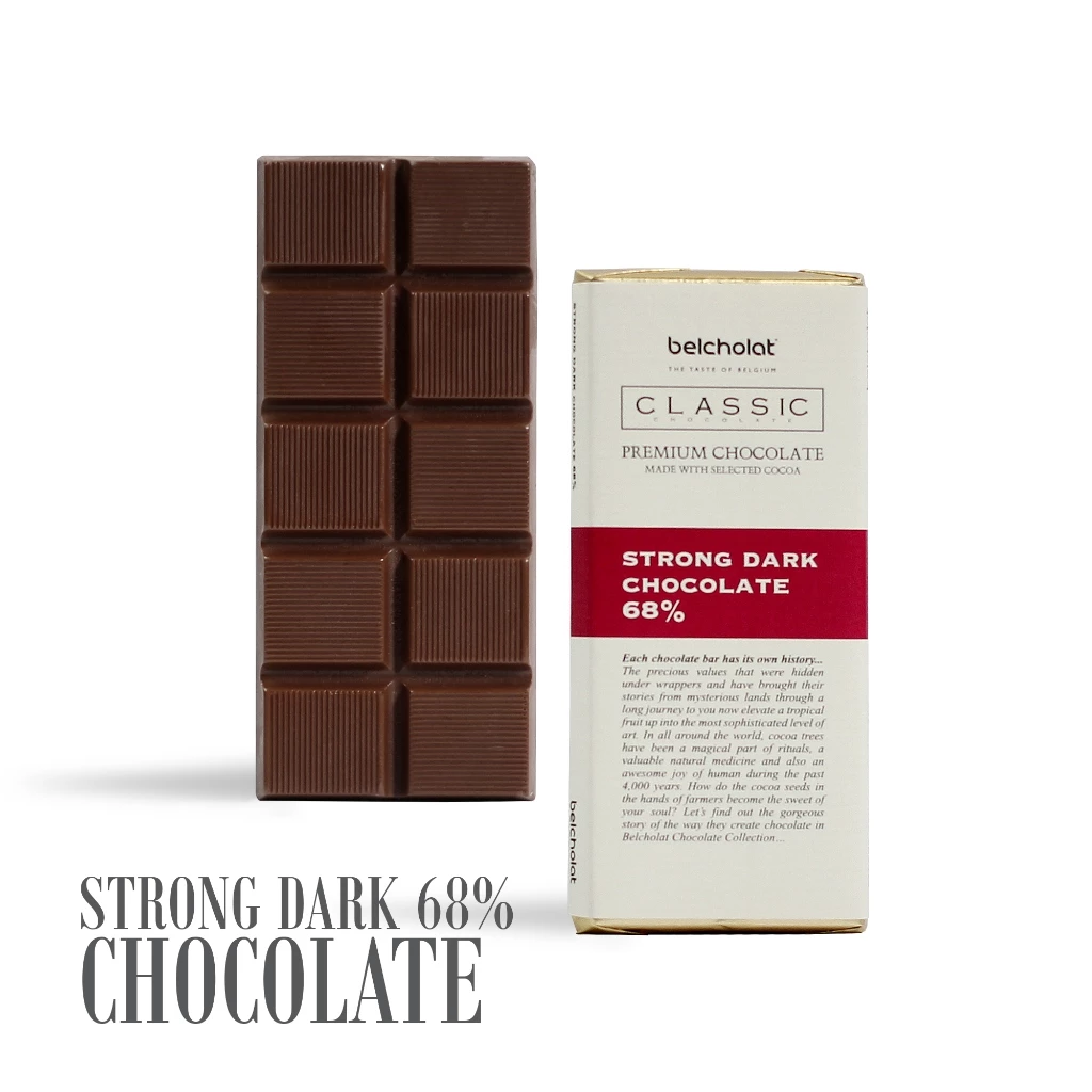 ベルショコラ BA ストロングダーク 68% カカオ ブラックチョコレートバー - 濃厚な苦味、手軽なおやつ