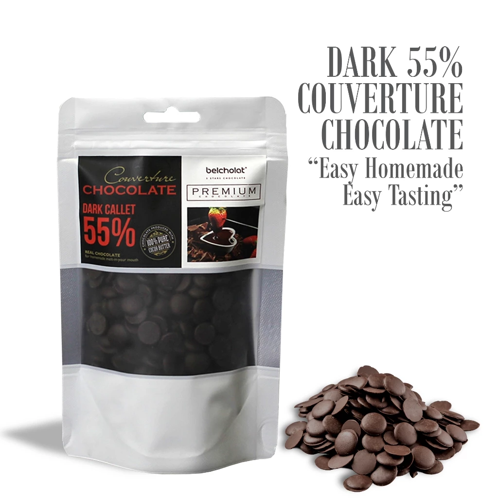 ベルショコラ クーベルチュール ダークチョコレート カレット 55% (業務用150g) ホテル・製菓店・カフェ向け