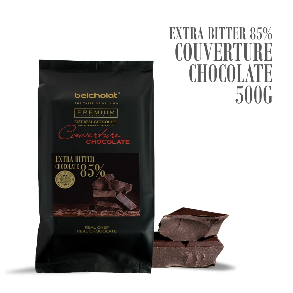 ベルショコラ エクストラビター 85% クーベルチュール ダークチョコレート 500g (低糖) - ホテル・製菓店・カフェ業務用