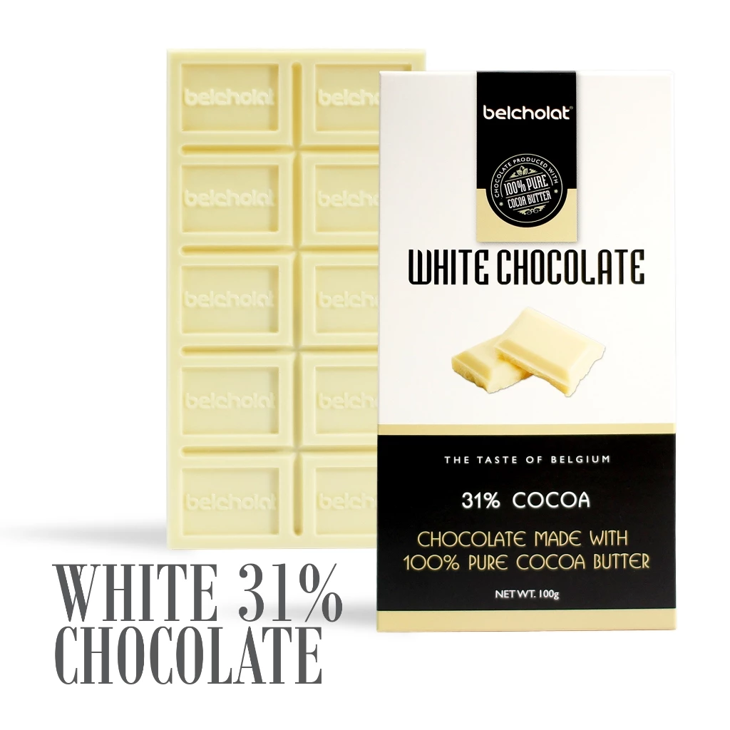ベルショコラ 31%カカオバター ホワイトチョコレートバー (100g) – なめらかな口溶け、優しいミルクの風味