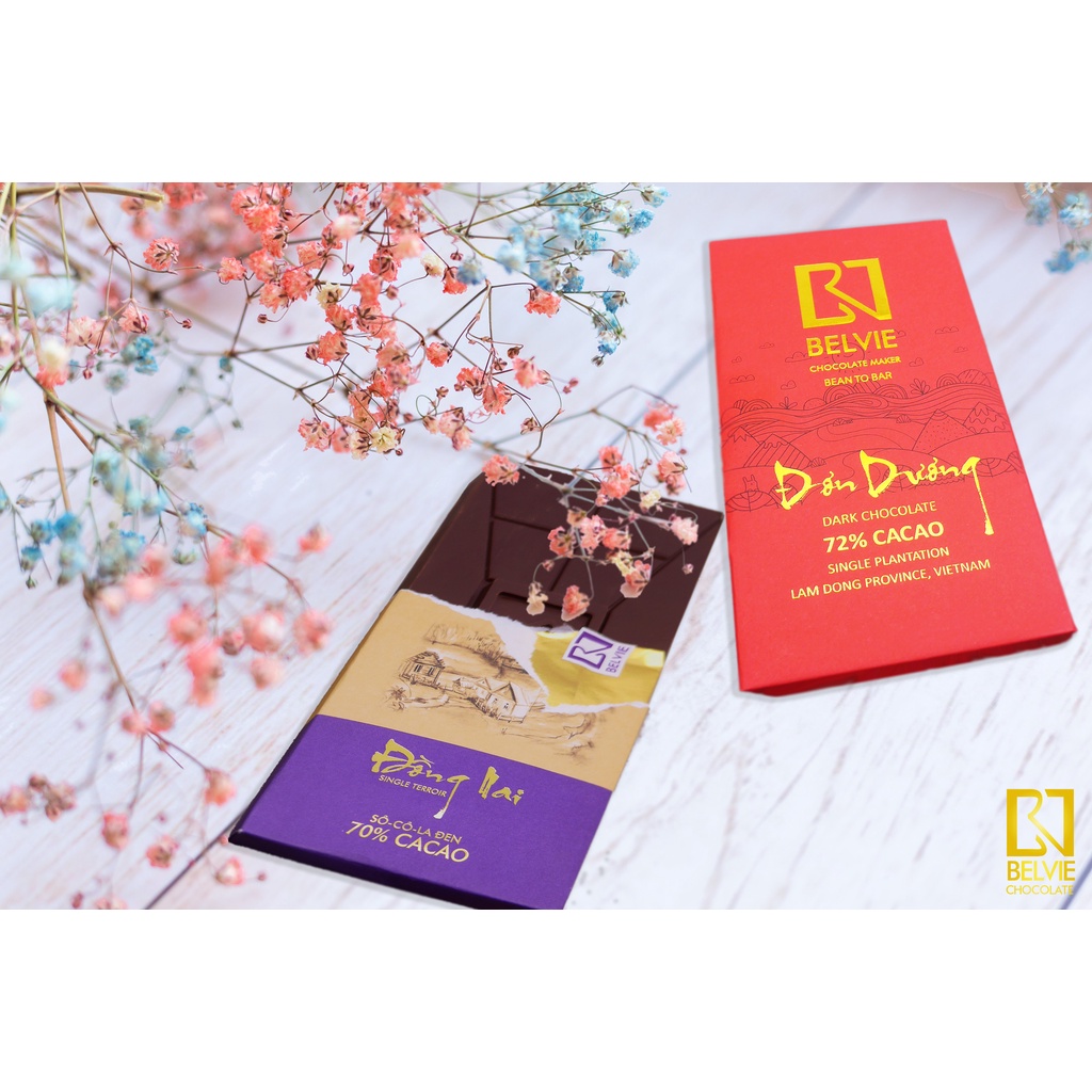 ダークチョコレート カカオ70%&72%のチョコレートバー 2本セット Belvie