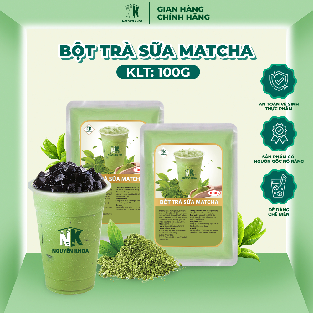 BẾP NGUYÊN KHOA プレミアムシリーズ 抹茶ミルクティーパウダー 自然な甘さ 100g BẾP NGUYÊN KHOA