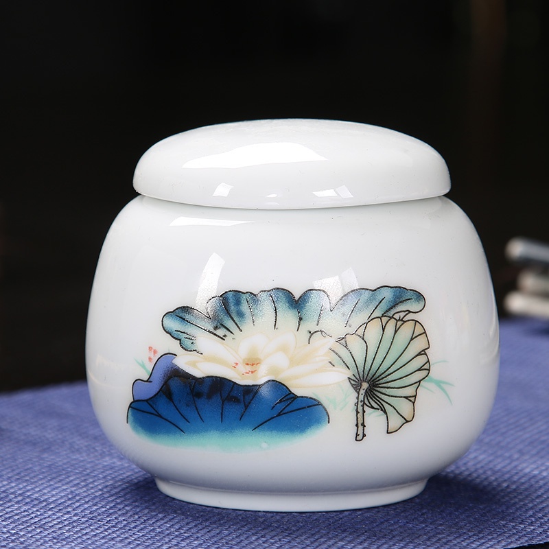 美花堂 茶器セット 菊花模様 磁器製 蓋付き 茶葉保存用 300ml 美花堂