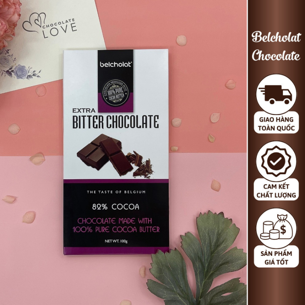 エクストラビターダークチョコレートバー 82%カカオ 100g Belcholat