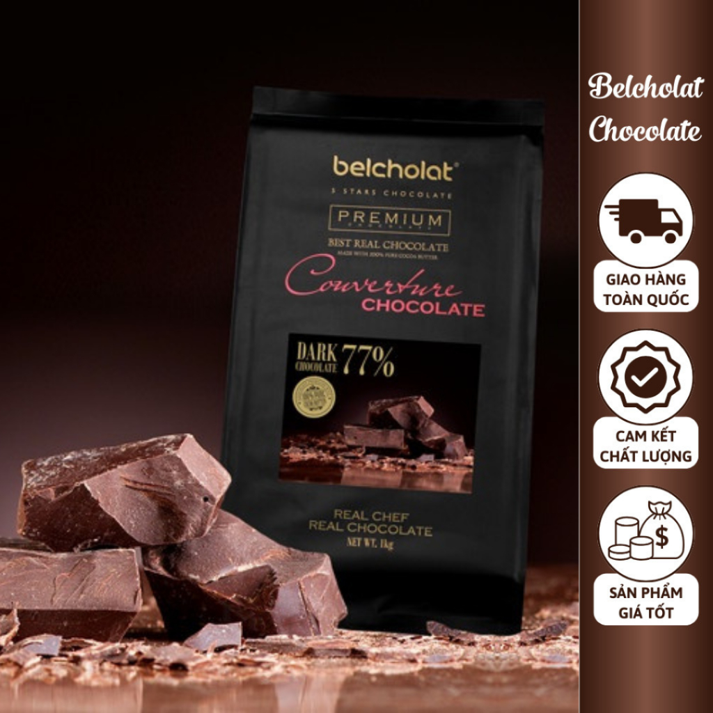 ビターダークチョコレート クーベルチュール 77%カカオ ブロック 500g/1kg Belcholat