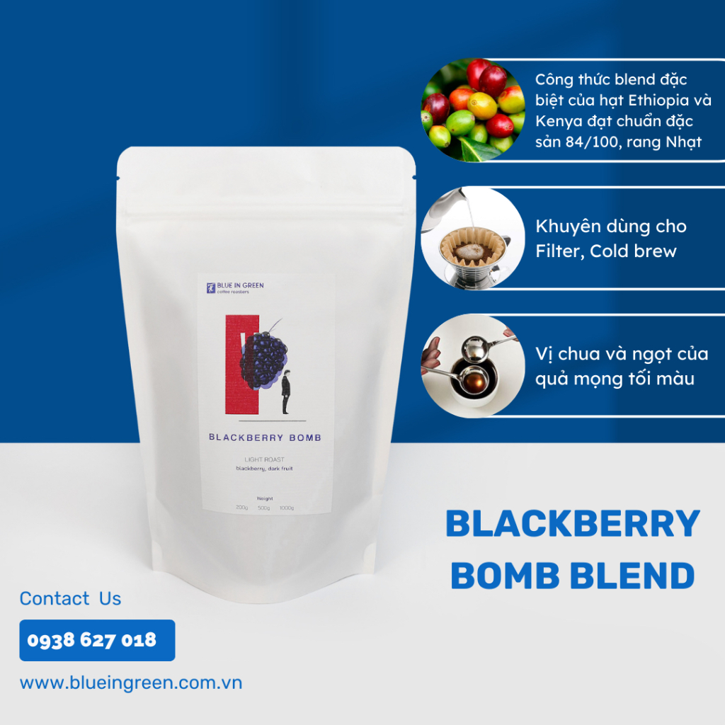 ブラックベリー ボム ブレンド ロースト コーヒー - ライト ロースト - ブルー イン グリーン コーヒー ロースター - 500gr - 粉砕して濾過します