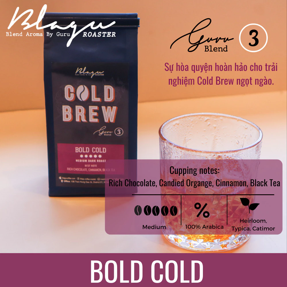Blagu Coffee Guru 3 ブレンド ボールドコールド - コールドブリュー専用挽き豆 - ダークロースト - 250g