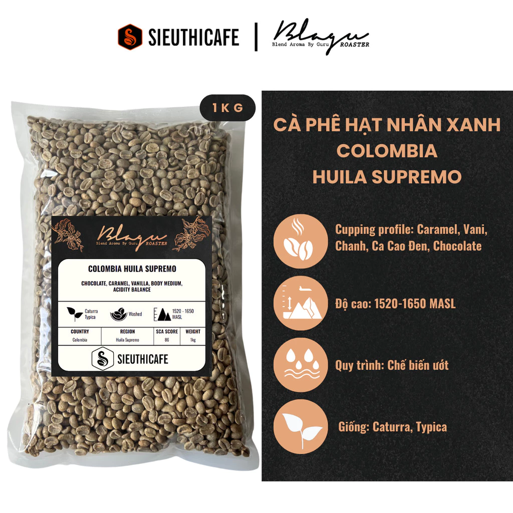 ブラグコーヒー スペシャルティ グリーンビーン コロンビア ウィラ スプレモ 1kg