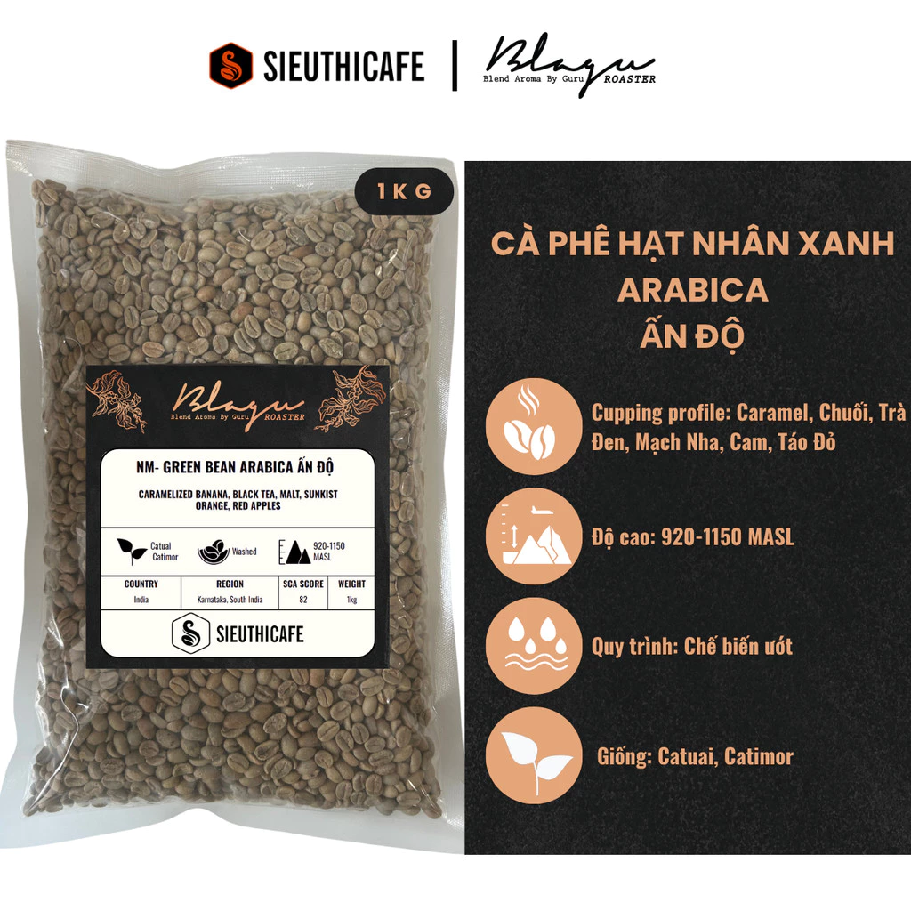 ブラグコーヒー インド産アラビカ スペシャルティ グリーンビーンズ 1kgパック