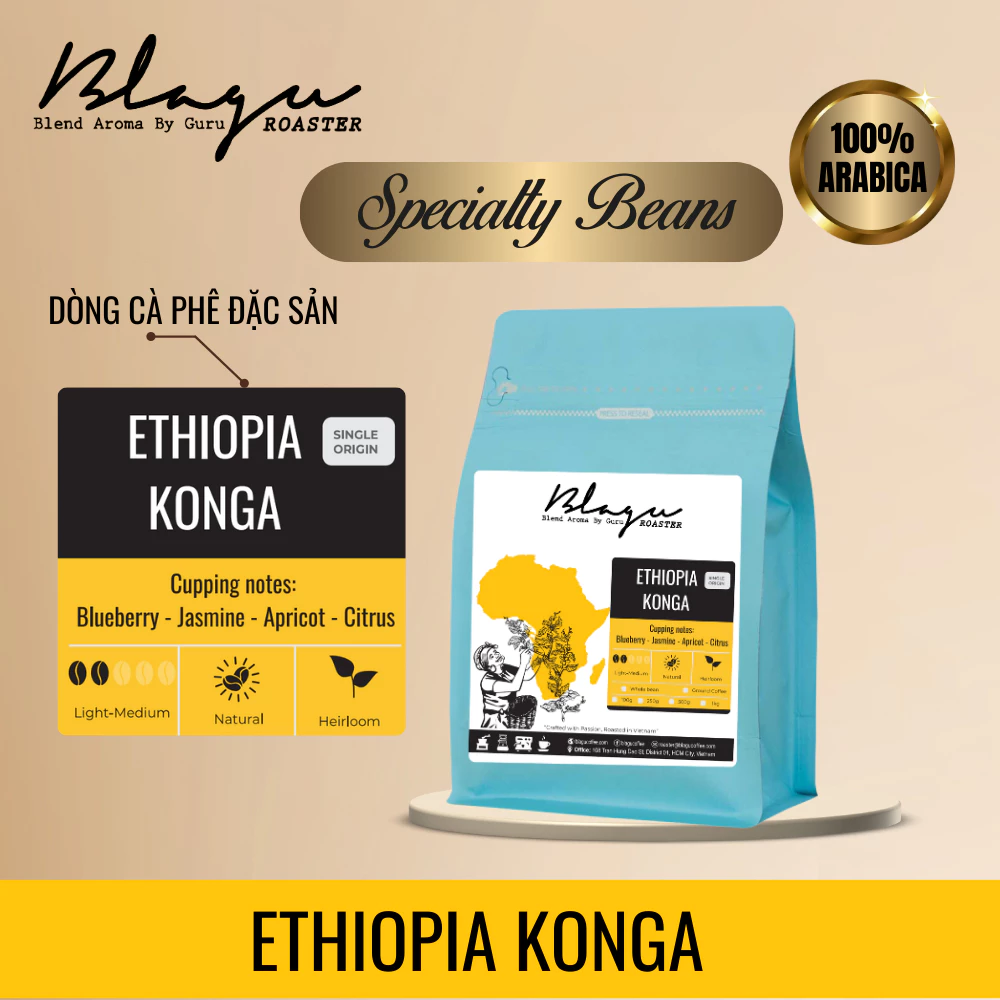 ブラグ エチオピア N.コンガ スペシャルティコーヒー エスプレッソ用挽き豆 ライトミディアムロースト 250g
