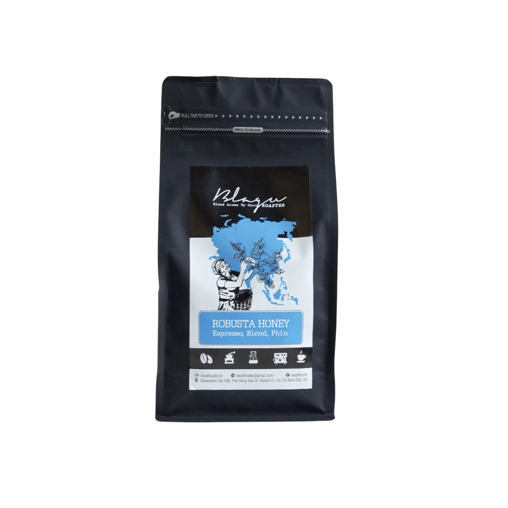 Blagu ロブスタハニー 中煎り 挽き豆 500g - ベトナム伝統フィンコーヒー用