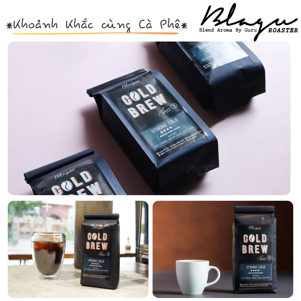 Blagu Guru 3ブレンド ストロングコールド 中深煎りコーヒー粉 フレンチプレス・コールドブリュー最適 250g