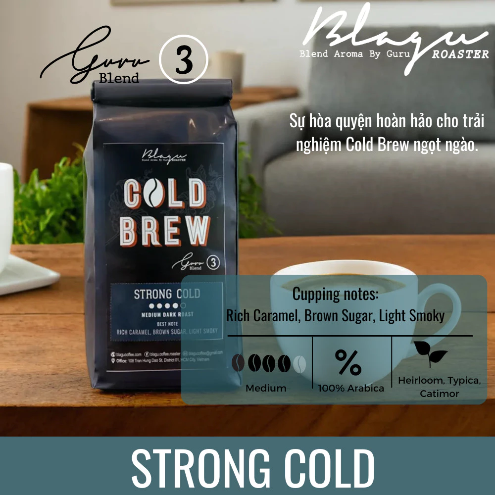 Blagu コーヒー粉 Guru 3ブレンド ストロングコールド ファーフィン用 中深煎り 250g