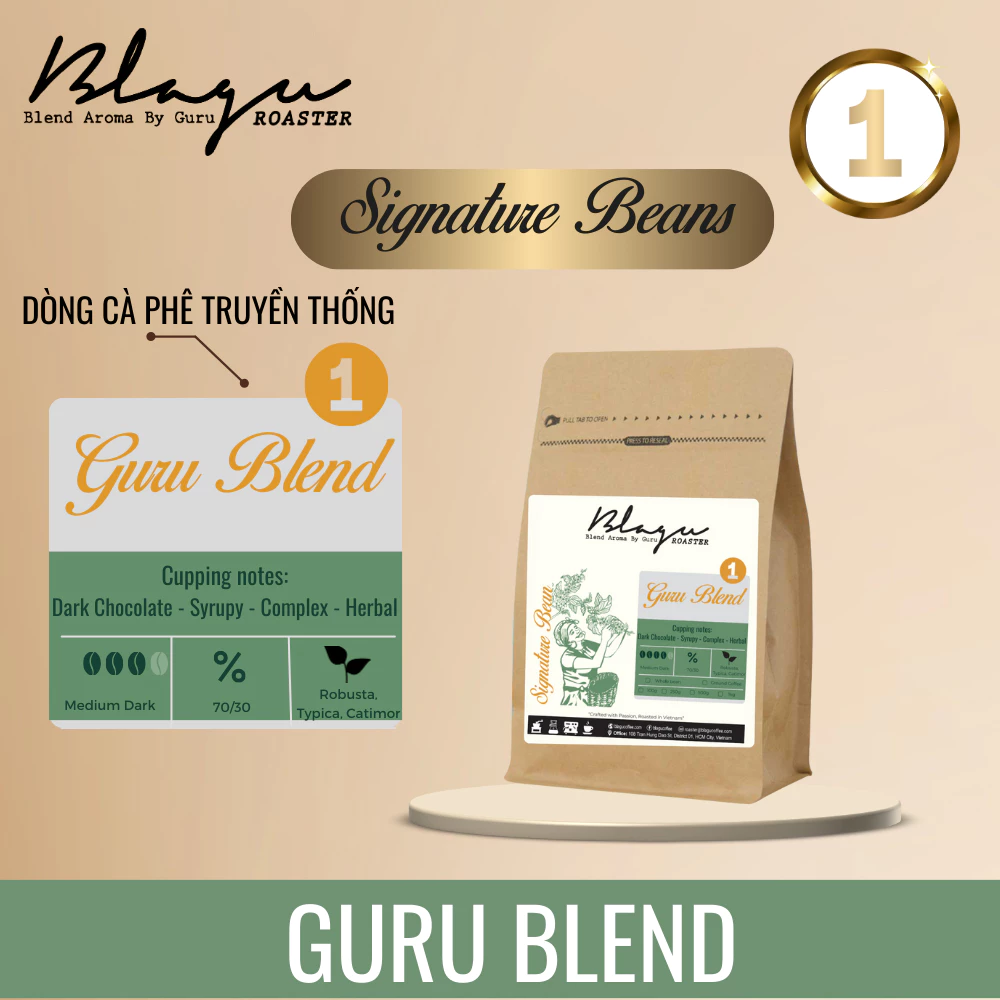Blaguコーヒー グルブレンド1 焙煎豆 (ミディアムダーク) 250g - ベトナム伝統の深い味わい