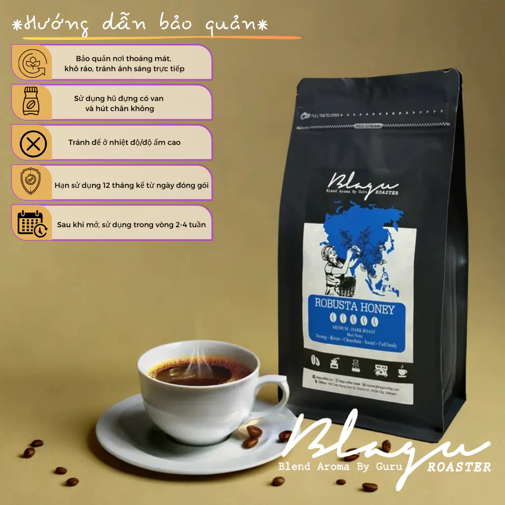Blagu ロブスタハニー 中煎り モカポット専用挽きコーヒー 1000g
