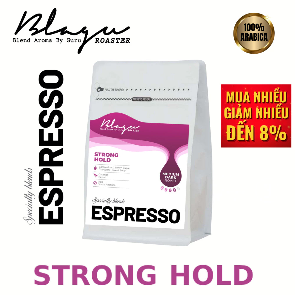 「Blagu ブラグ」 特選エスプレッソブレンド ストロングホールド コールドブリュー用 中深煎り挽きコーヒー粉 250g