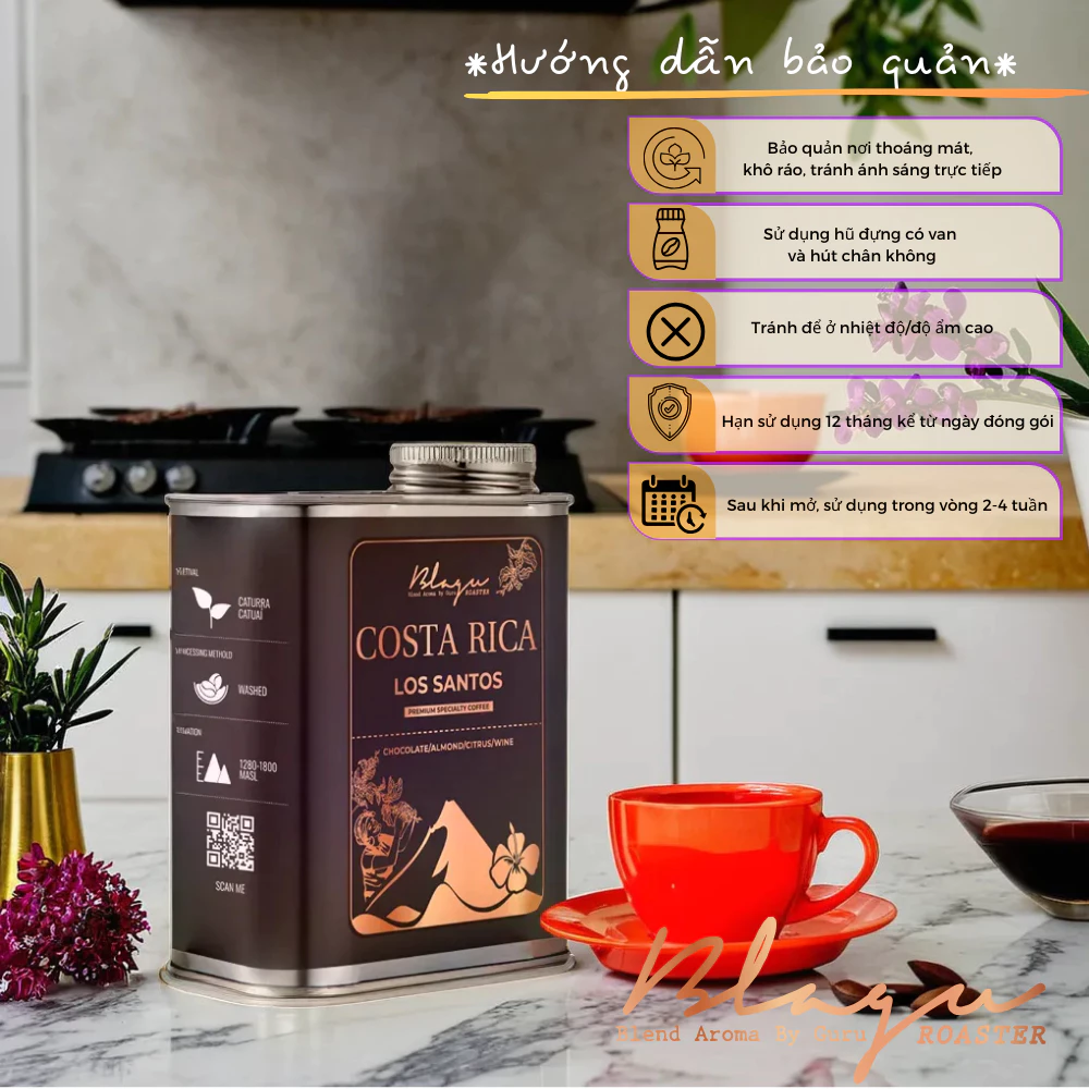 ブラグ スペシャルティコーヒー 挽き豆 モカポット用 | コスタリカ ロスサントス産 | 100% アラビカ - カトゥアイ | 中煎り 250g