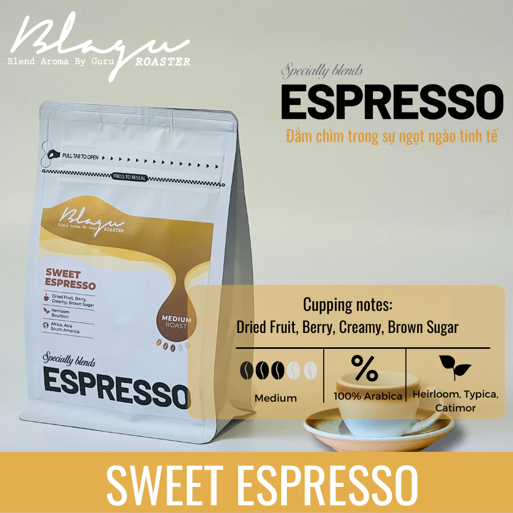 Blagu スペシャルティ スイートエスプレッソ コーヒー粉 | ミディアムロースト | エスプレッソ・ドリップ両用 | 500g