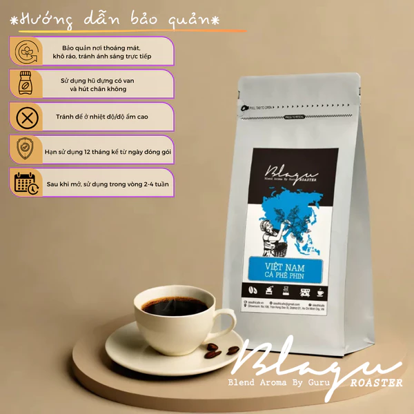 ベトナム Blagu 挽き豆コーヒー粉 (Phin用) - 中深煎り - 1000g