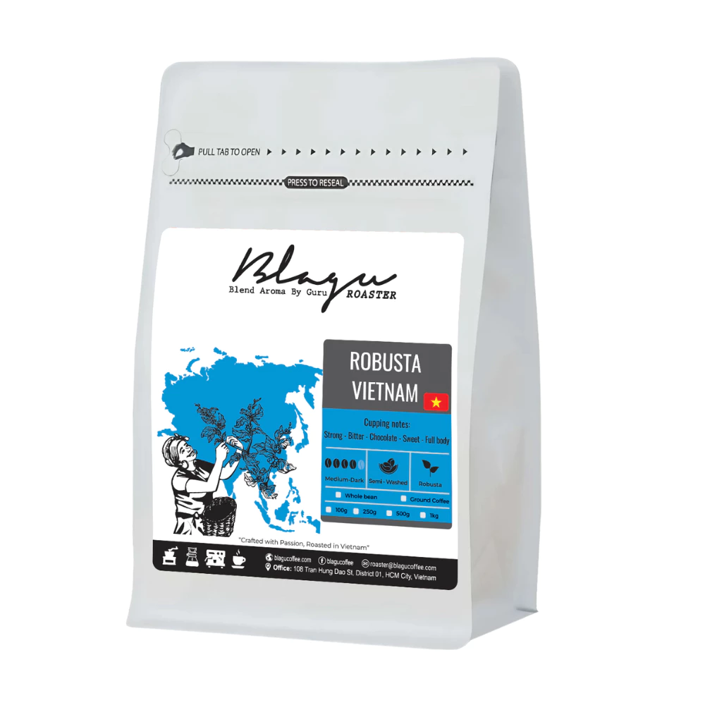 Blagu ベトナム ロブスタ ハニープロセス 中煎り 粉コーヒー 250g - フィンフィルター専用