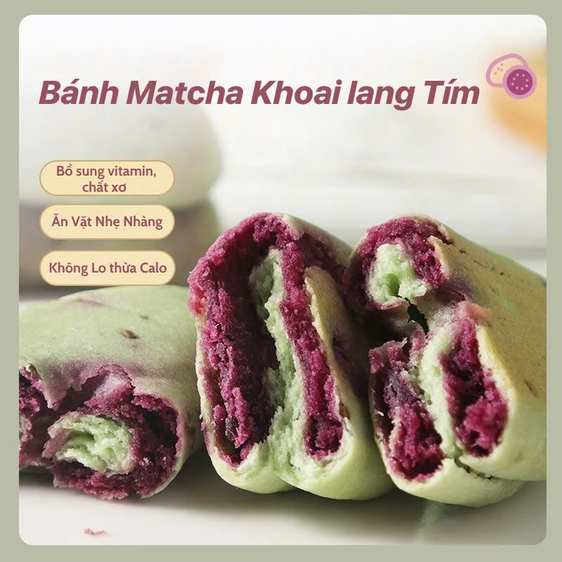 ブルーフード 抹茶紫芋ヘルシーケーキ (500g) – 低カロリー、もちもち美味しい！ダイエット・減量に最適な健康スイーツ