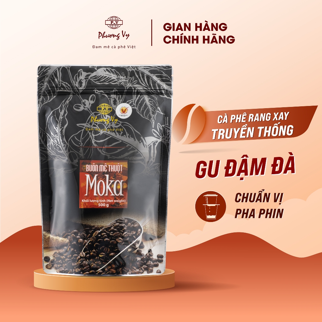 Buon Me Thuot MoKa Traditional Coffee 500g 強い香り、適度な脂肪味、Phuong Vy Coffee のコーヒー風味