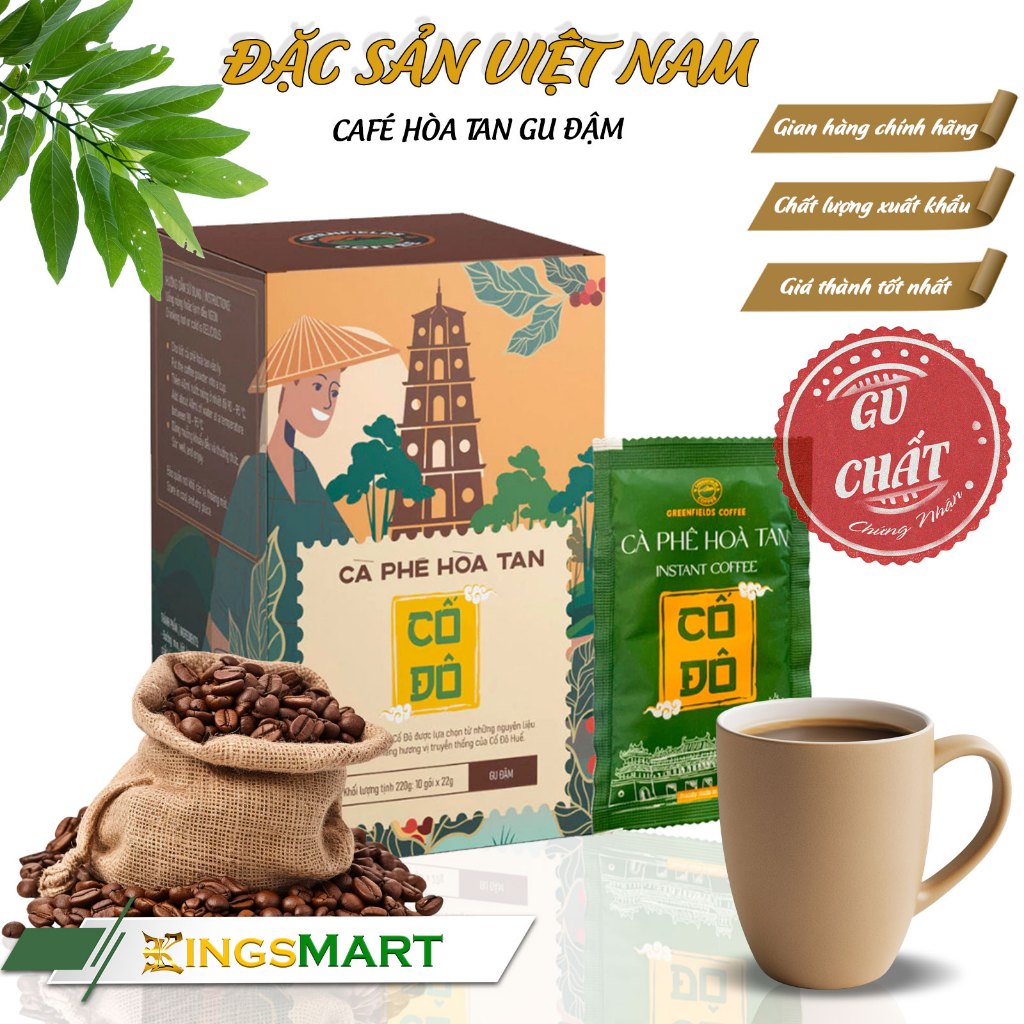 Cố Đô 3in1 Cà phê sữa hòa tan gu đậm Hương vị cà phê sữa đậm đà, tiện lợi 10 gói Cố Đô