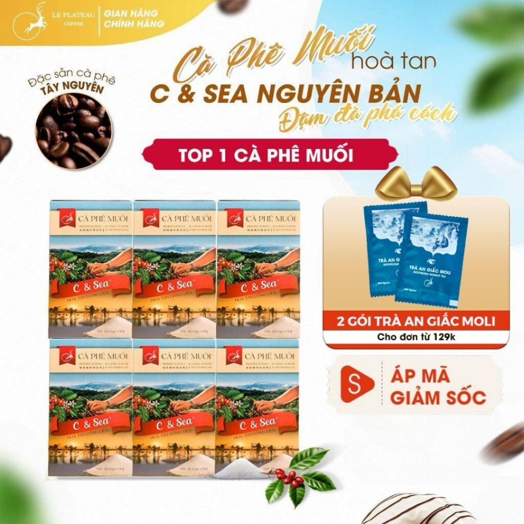 C&Sea Le Plateau Coffee Cà Phê Muối Hòa Tan Đặc Biệt Thơm Ngon Tiện Lợi 16g x 10 gói C& Sea