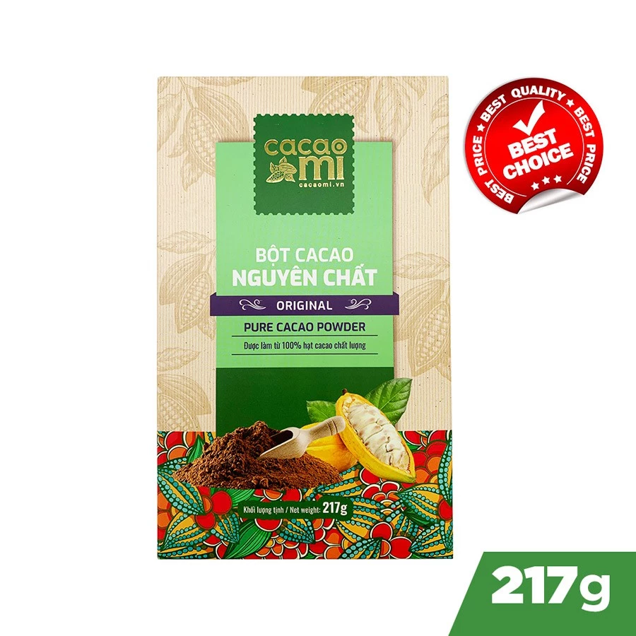 「CACAOMIオリジナル」ベトナム特産 伝統の味 無添加ピュアココアパウダー 217g