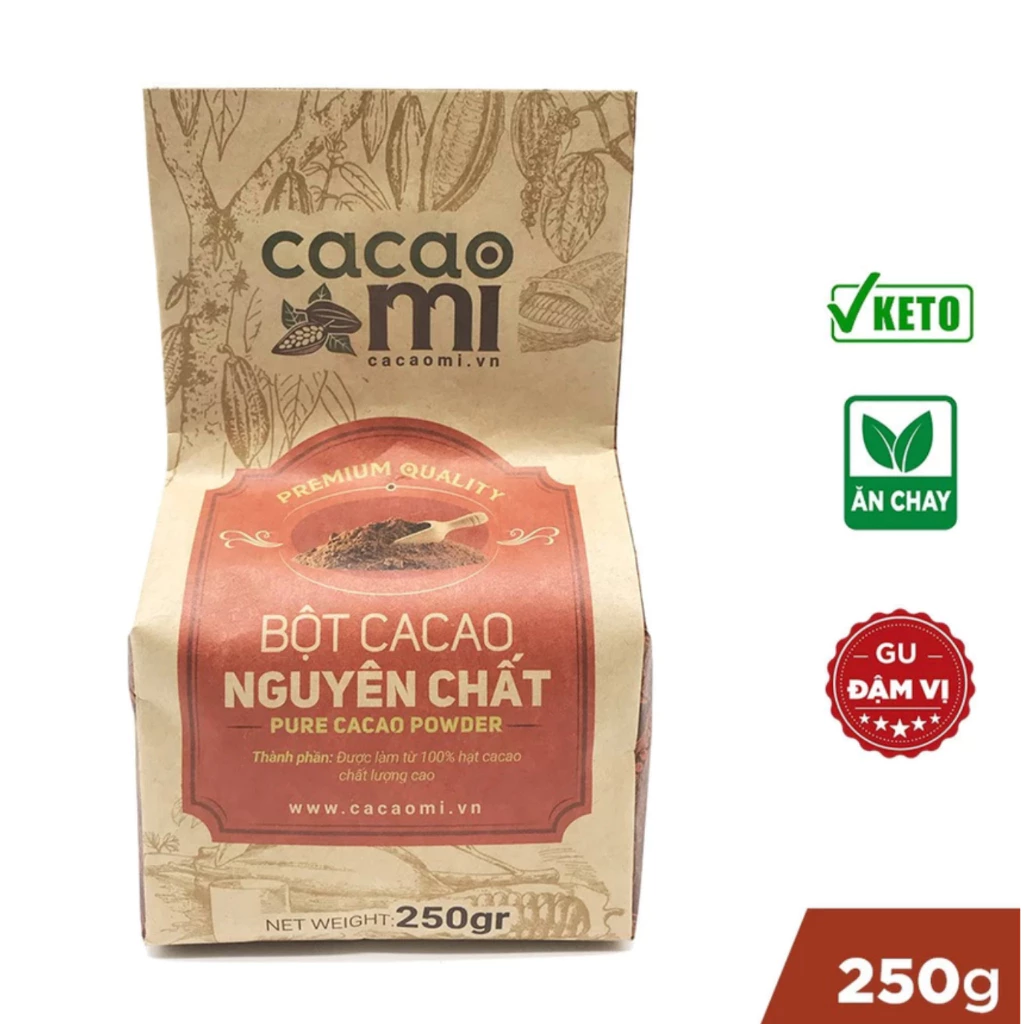 カカオミ プレミアム 純カカオパウダー 濃厚風味 250g - チョコレート、お菓子作り、ヴィーガン、ケトダイエットに
