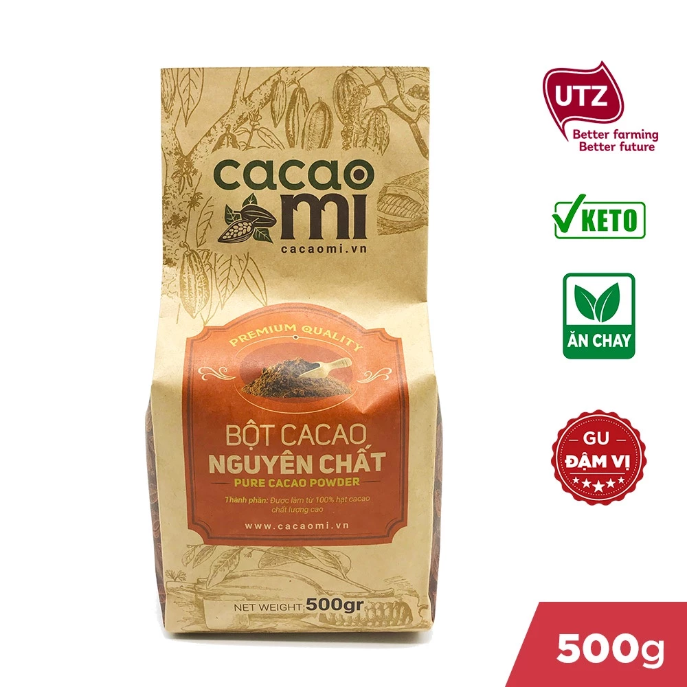 CACAOMIプレミアム 無糖ピュアココアパウダー 500g (プロ向けドリンク・チョコレートミルクティー用)