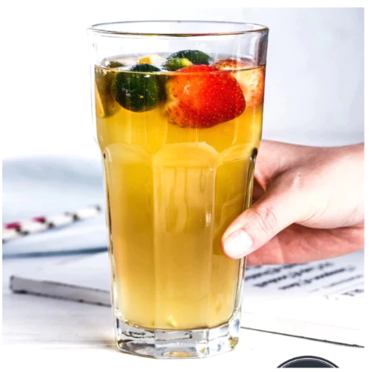 Camdaco (カムダコ) 八角形デザイントールグラス 400ml 6個セット - ビール、スムージー、コーヒーに、食卓を彩るモダンな厚手ガラスカップ