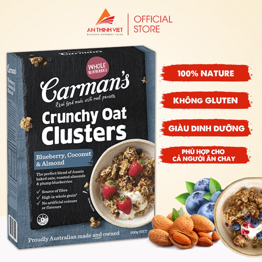 シリアル ブルーベリー、ココナッツ、アーモンド入 500g Carman's