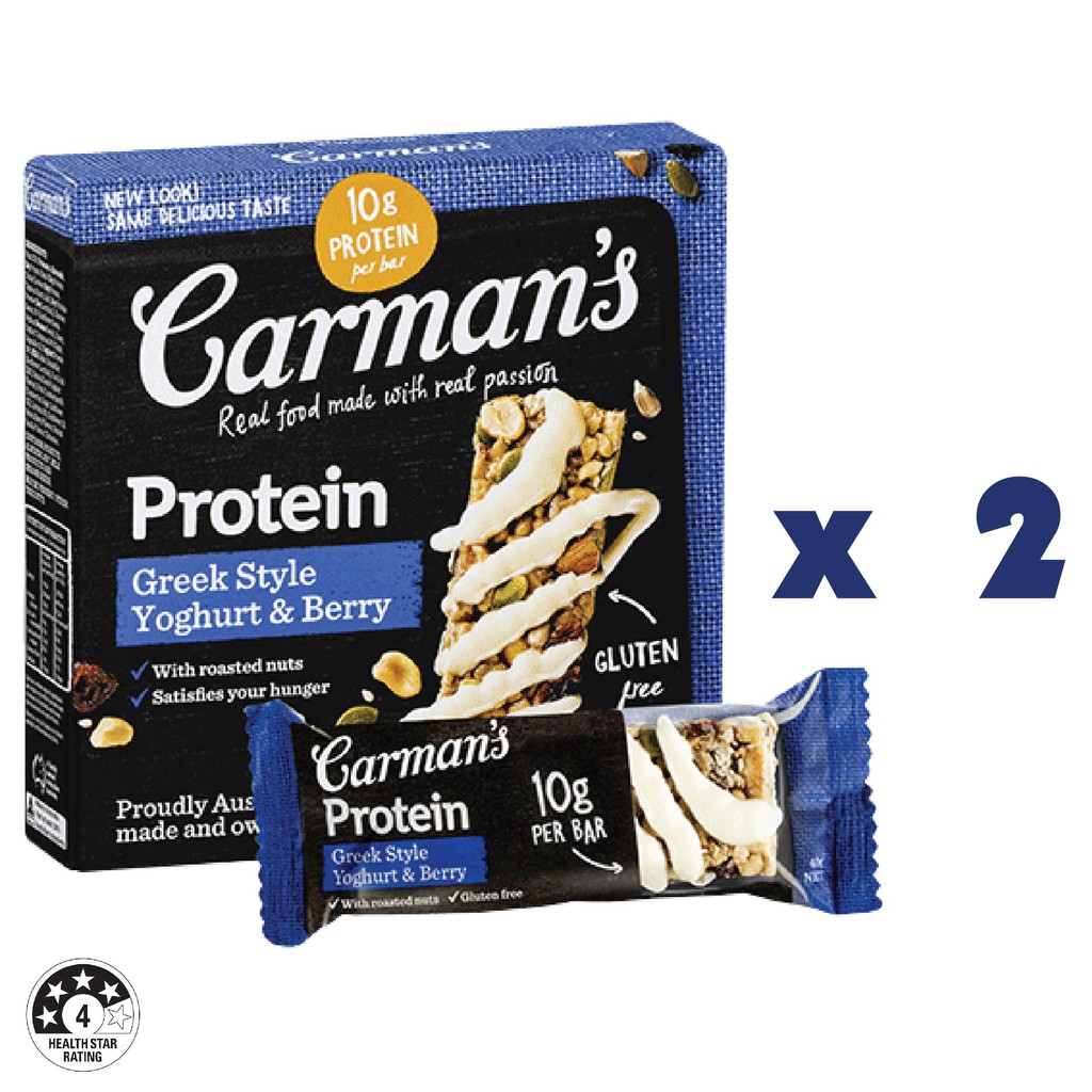 プロテインバー ギリシャヨーグルト、ベリー風味 200g Carman's