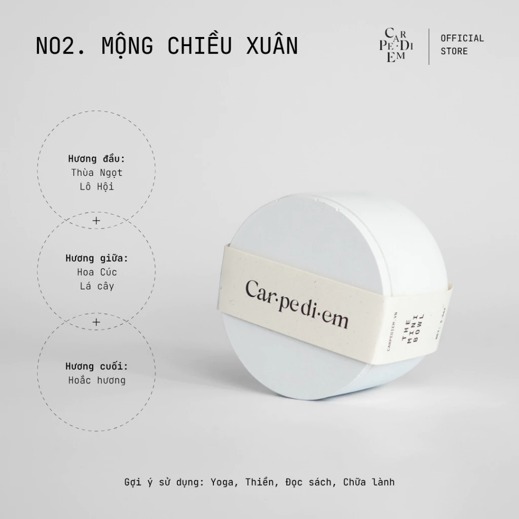 カルペディエム 手作りアロマキャンドル「夢見る春の午後」白セメントジャー入り – 清新な香り