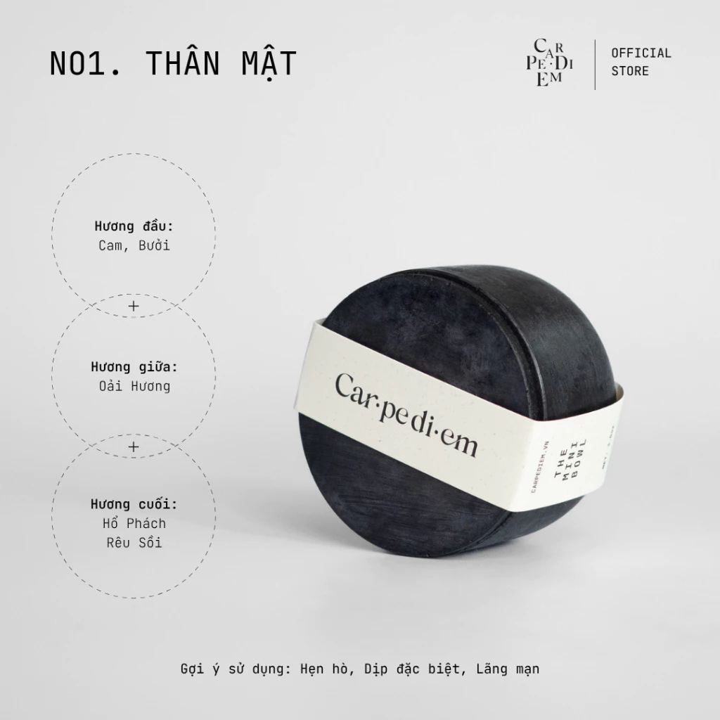 キャルペディエム「親密」手作りアロマキャンドル - 黒セメントジャー、高級感と温もりを纏う香り