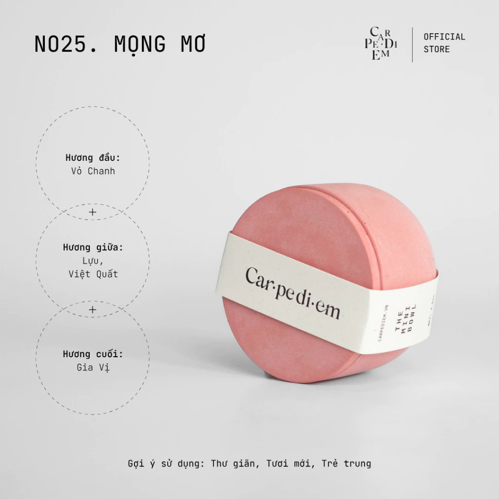 キャルペディエム ミニ手作りアロマキャンドル - シーメンツ製ポット入り - ザクロの香り