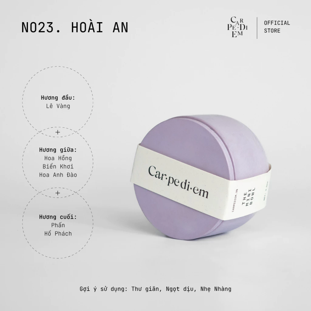 「カルペ・ディエム」ミニ手作りアロマキャンドル – ホアイアンの香り | 紫のセメント容器