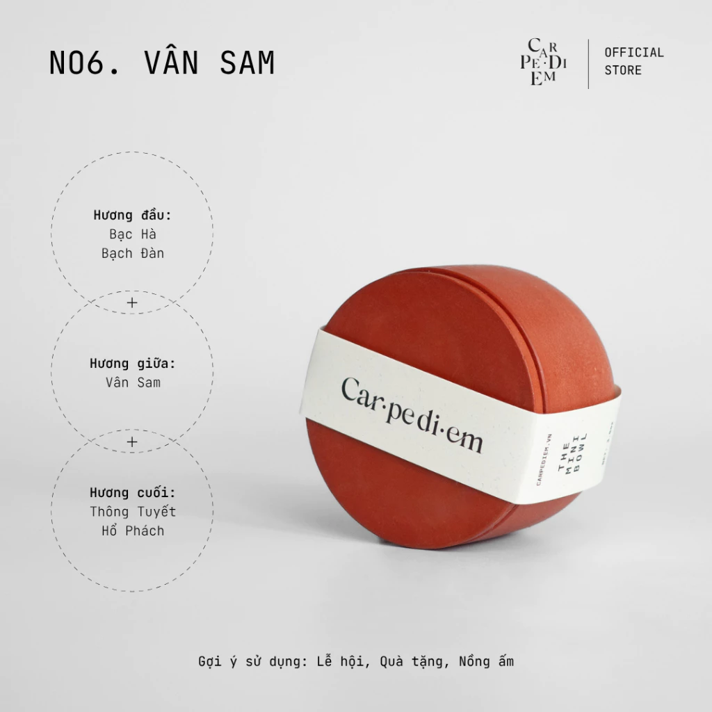 カーペ・ディエム ミニ高級アロマキャンドル - セメント製ジャー - 「レッドスノウパイン」の香り