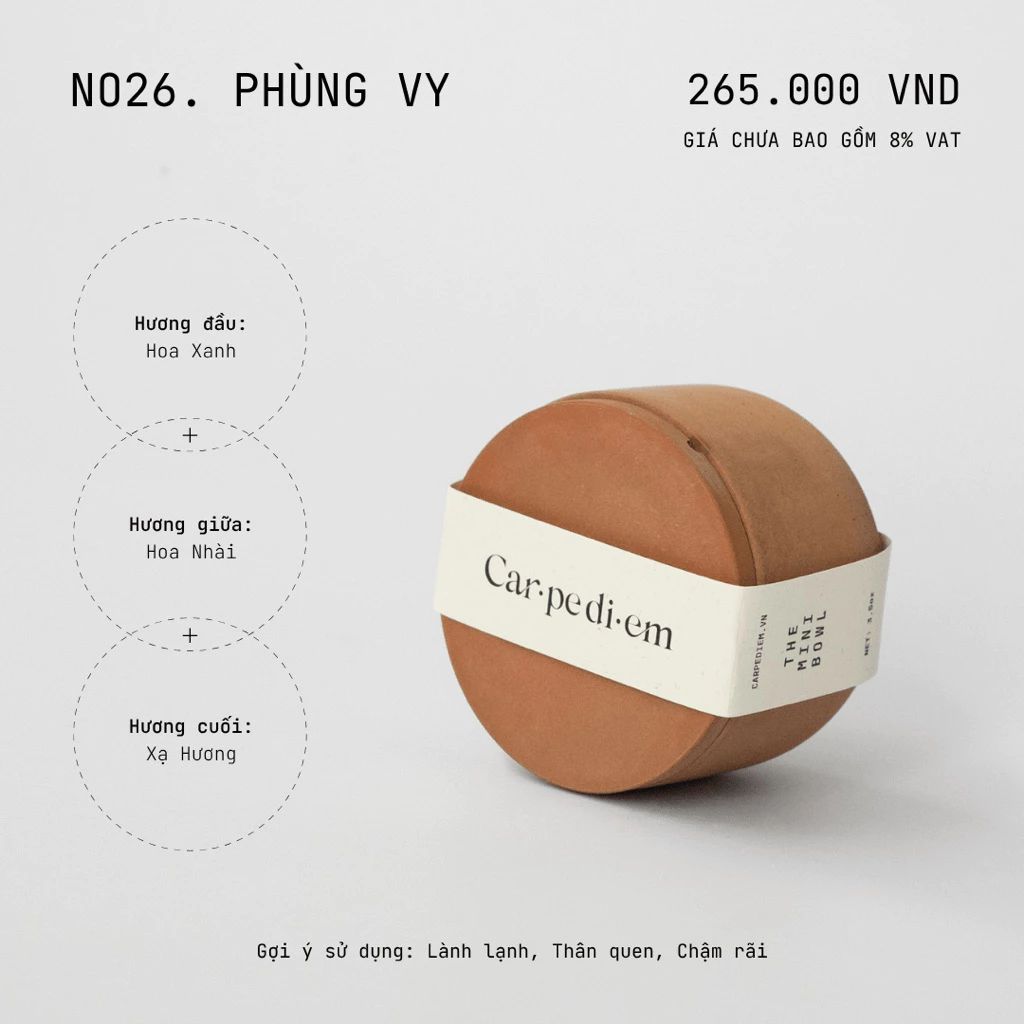 カルペ・ディエム 高級ハンドメイド ミニ アロマキャンドル – セメントジャー 「ブラウン・フンヴィ」の香り