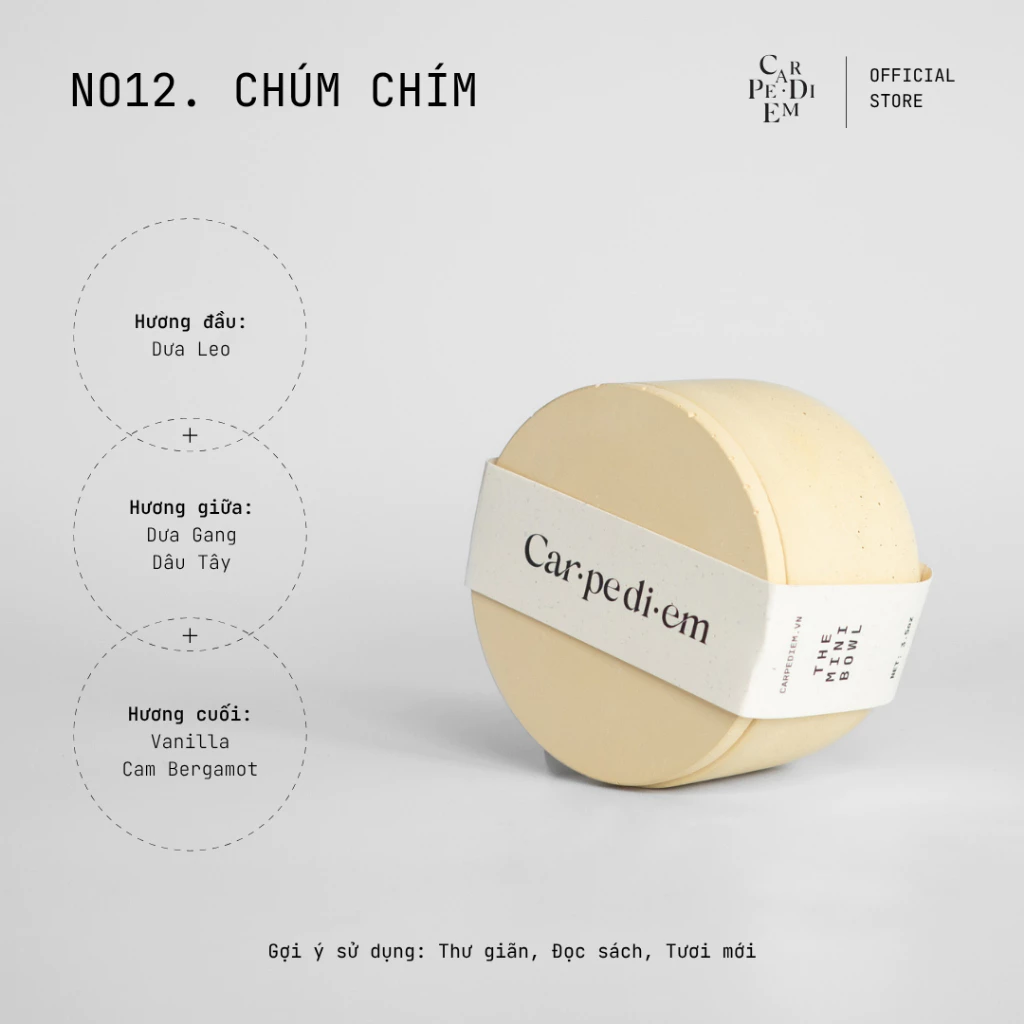 手作り高級ミニ香りキャンドル「Carpe Diem」- セメントポット入り - 瑞々しい「メロンイエロー」の香り