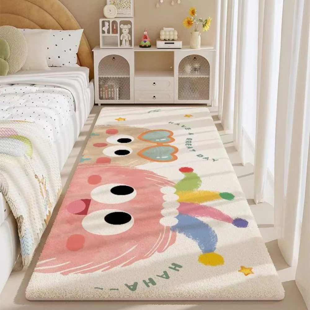 カシミヤ羊毛ブレンド ふわふわロングラグマット - アニメ柄 吸水性抜群 寝室デコレーション用