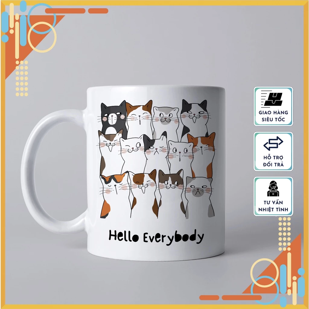 猫柄マグカップ 01 - かわいい猫デザインの高級陶器製カップ 毎日使えるおしゃれなギフト