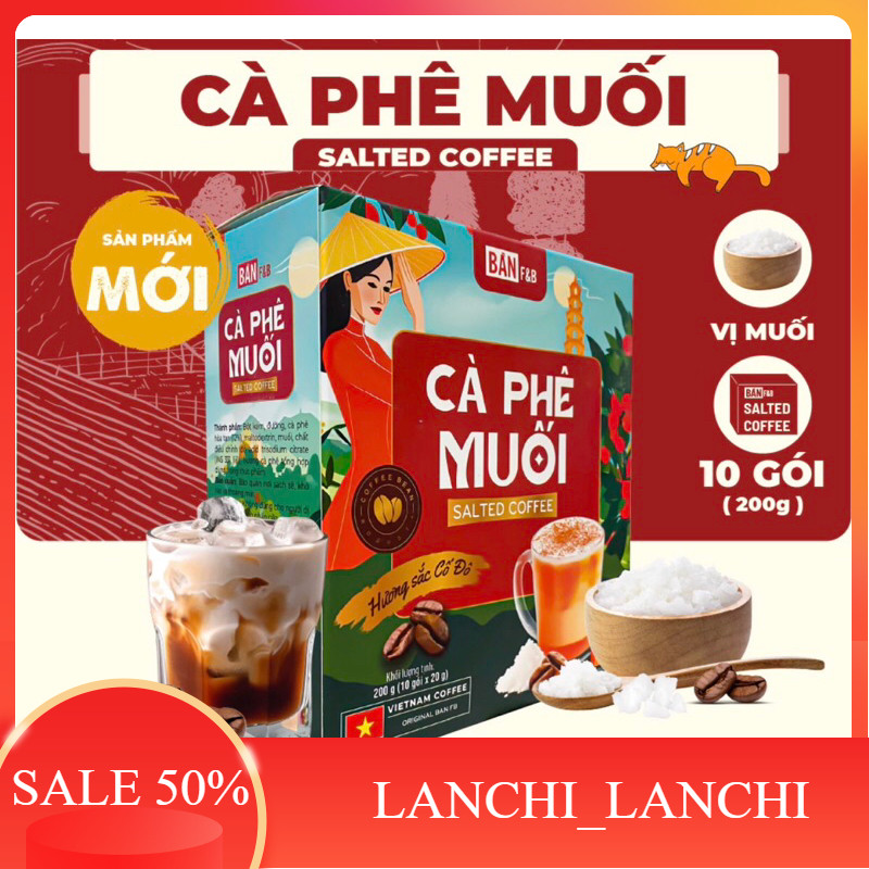 CHÍNH HÃNG Cà Phê Muối Cà Phê Robusta 塩入りコーヒー 10g×10袋 ベトナム製