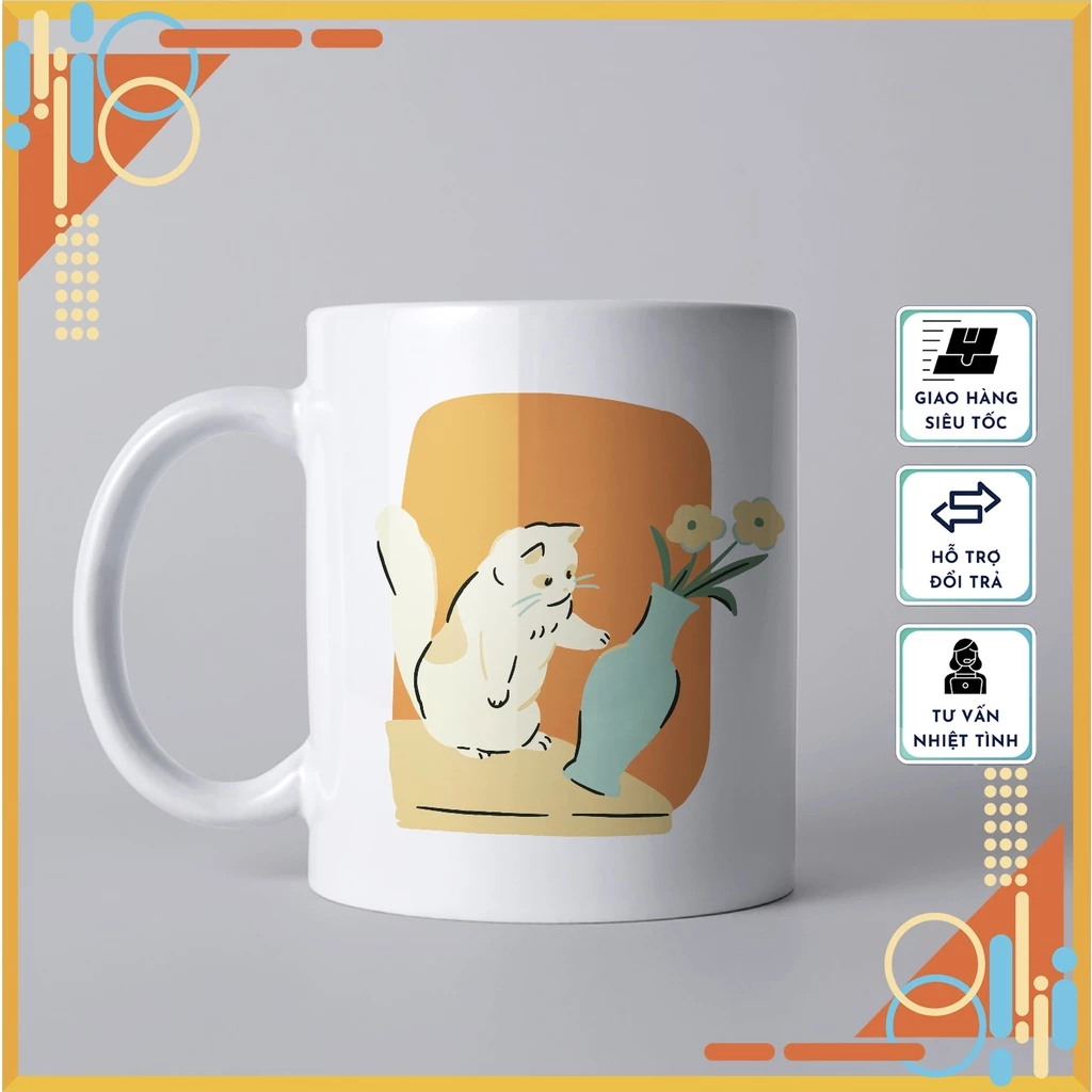 癒やしの猫柄!高品質セラミックマグカップ - ギフトに最適、毎日使えるおしゃれなカップ