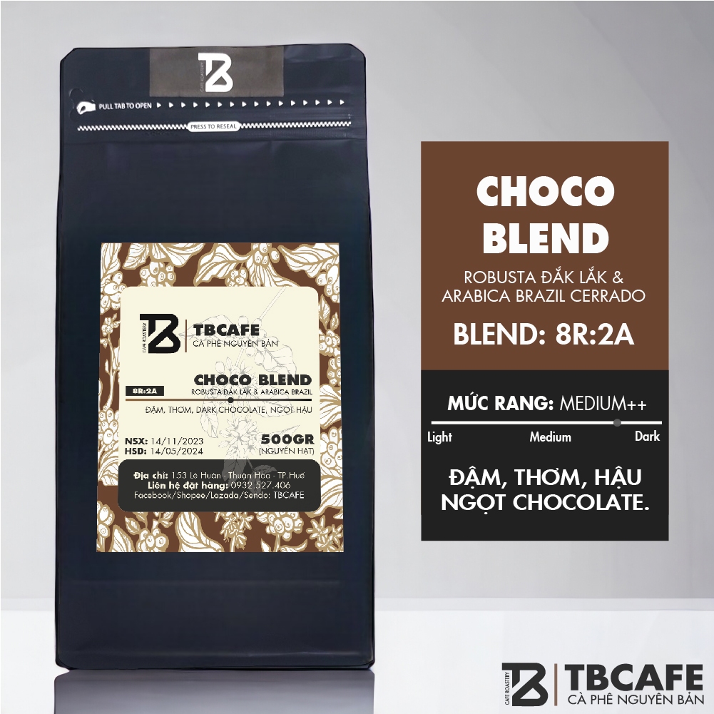 CHOCO BLEND - 伝統的な濃いコーヒー [200g/1袋] - 100%純粋な素朴な焙煎コーヒー、フィルターブリュー、マシンブリュー - TBCAFE - ホールビーンズ