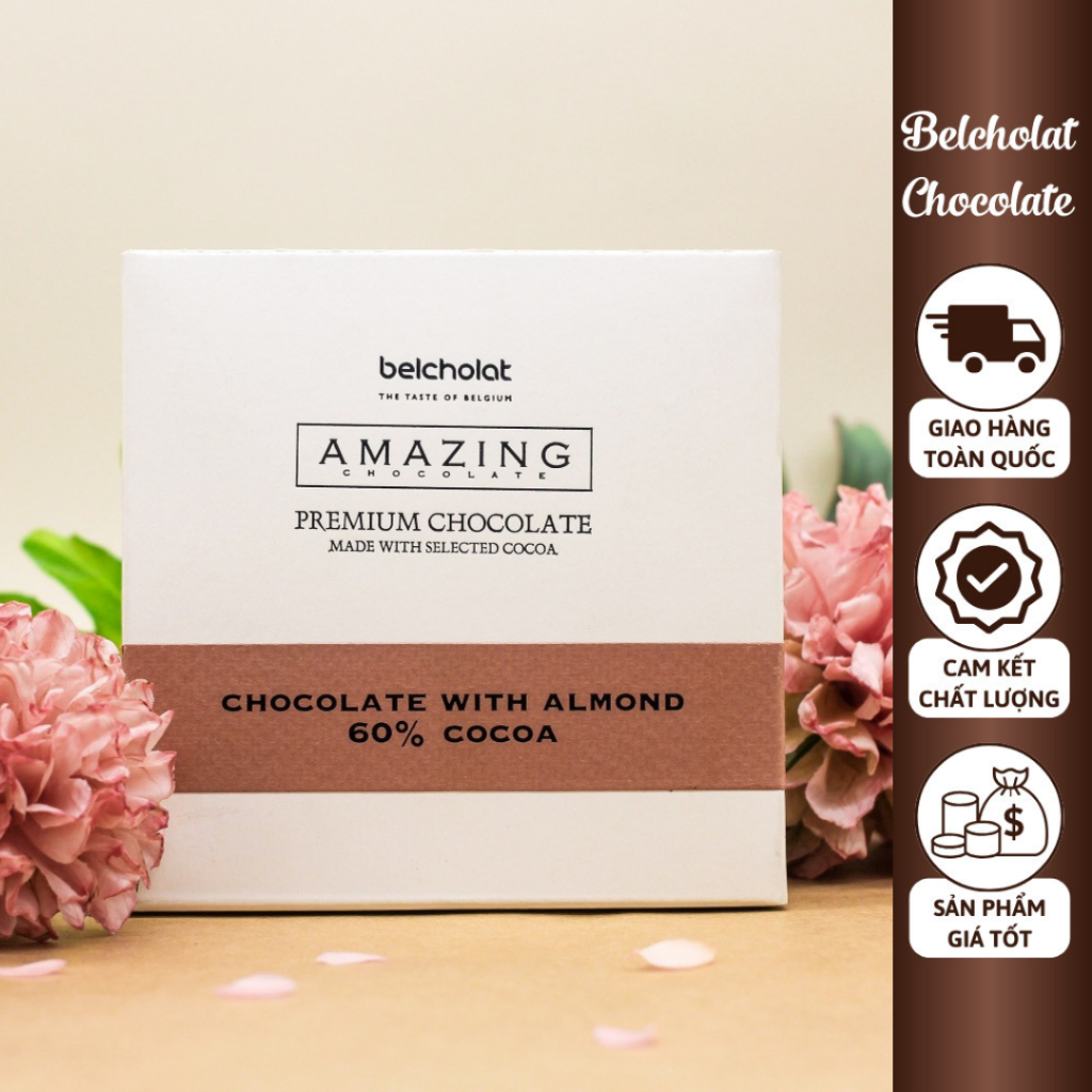 チョコレートアーモンドバー 60%カカオ 80g Belcholat