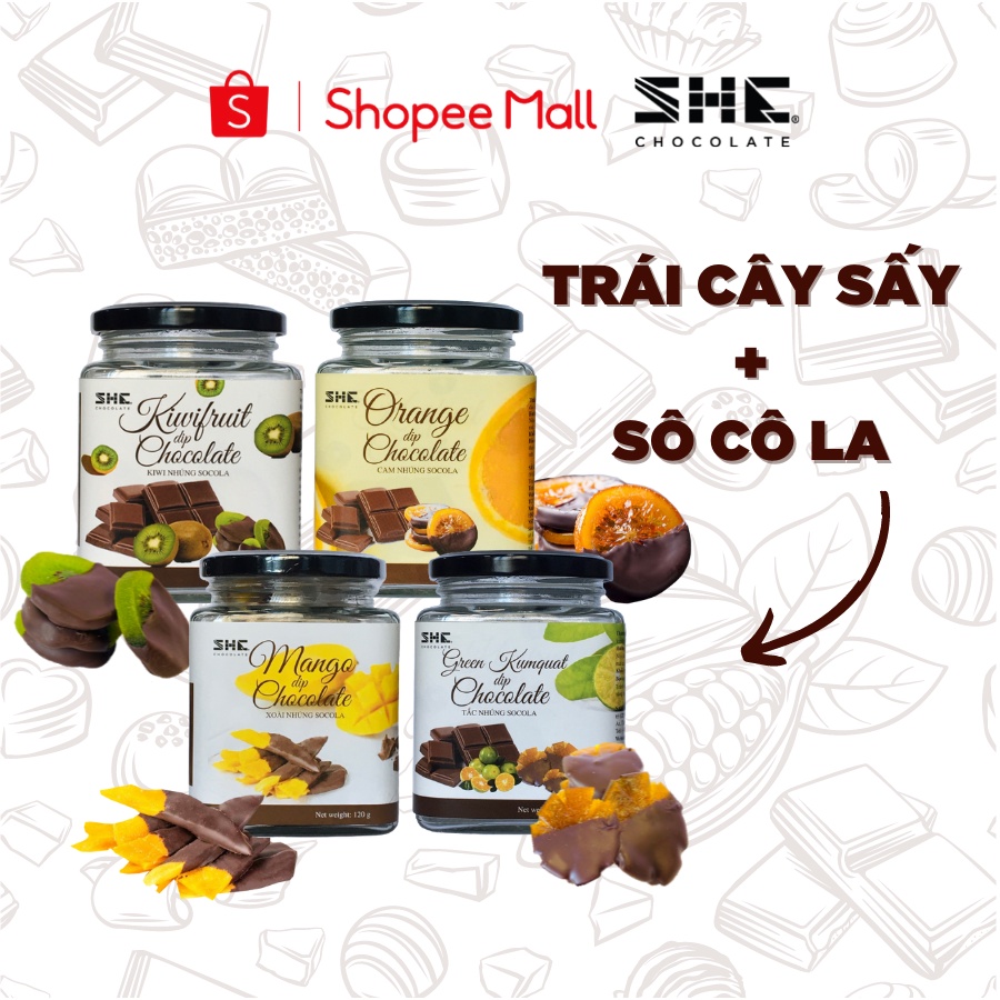 フルーツのチョコレートディップ 4種類 (オレンジ、金柑、マンゴー、キウイ)  50g/120g SHE Chocolate
