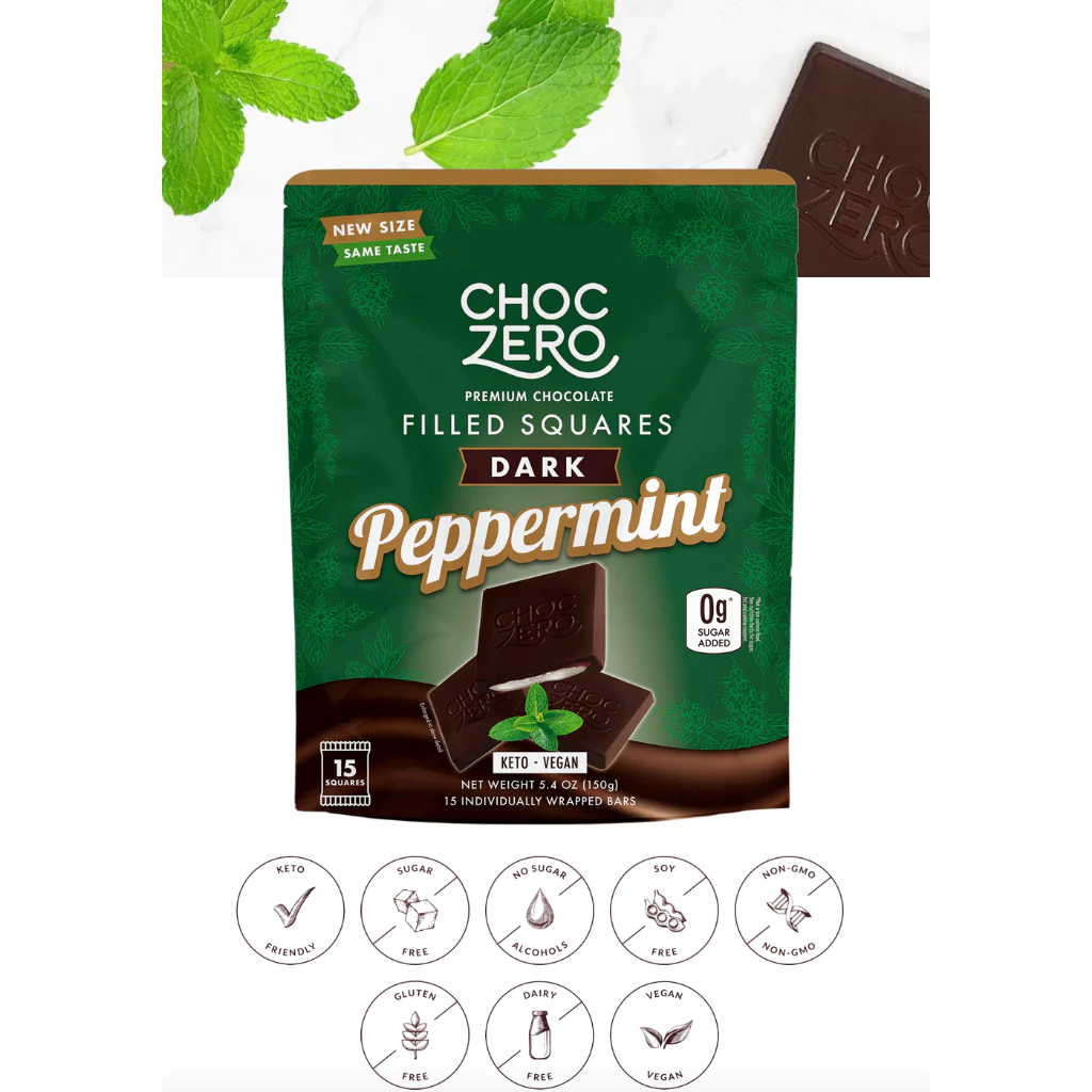 ChocZero's シュガーフリー ダークチョコレートペパーミント ケトバーク | 低糖質・低炭水化物